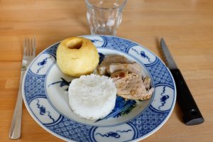 Filet mignon aux pommes, miel et curry