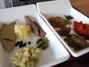 Les épices de la recette (hors garam masala)