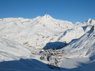 Tignes le Lac depuis la piste Golf