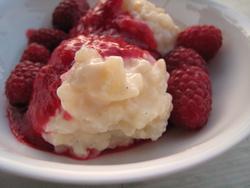 Riz au lait aux framboises