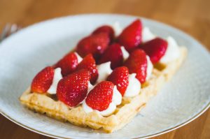 Gaufre fraise et crème diplomate